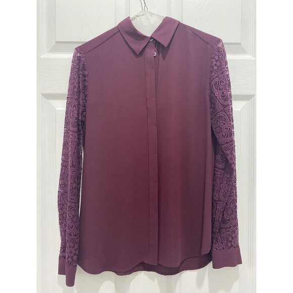 3/$15 SALE - Ann Taylor Loft Button Down Embroidered Long Sleeve Blouse Sz XS - Picture 1 of 9